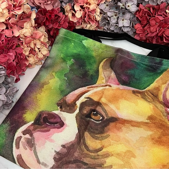 Eco-Friendly Handsome Brown and White Boxer Dog Folding Tote Bag - Picture 5 of 13